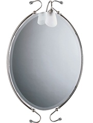 Зеркало в металл. раме, со светильником, овальное h100х65см, (цв.хром), Serena ZZ