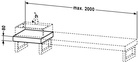 Столешница 120хh8х55см с отв.для раковины по центру (цв.Macassar (коричневый натур.шпон), Fogo ZZ