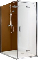 Дверь складная, 1000хh2024мм, для боковой стенки, вход 885мм, крепление справа, (профиль алюм.хромэффект, стекло 6мм прозрачное), MK 800 ZZ