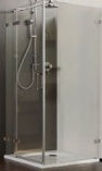 Дверь расп.с неподв.сегм. 900хh2000мм,вход 665мм,для бок.стенки,петли,неподв.сегм.слева(пр.алюм.хр.эфф, ст. 8мм прозр.ShowerGuard-Klarglas) MK 880 ZZ