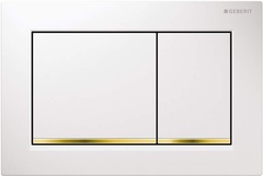 Клавиша смыва "Omega 30" для инсталляции арт.111.060.00.1, рамка белая, декоративная планка позолоченная, кнопки белые ZZ