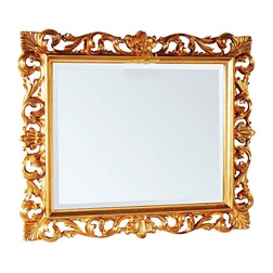 Зеркало прямоуг. в дерев. резной раме 100х85см (верт./гориз. монтаж), (цв.золото), крепёж в компл., Tiffany