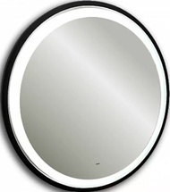 Зеркало кругое 77х77 см, c металлической рамой и подсветкой, черное, ZZ