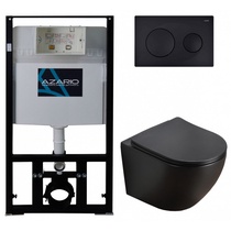 Сет AZARIO инсталляция с панелью смыва + унитаз Grado с сиденьем микролифт (AZ-8010-1000+AZ-8200-0013+AZ-0046-MB SP), цв. чёрный матовый, ZZ товар