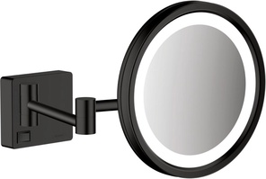 Зеркало косметическое d160(217)мм, 3х кратн. увелич., на выдвижном кронштейне 393мм, с подсветкой 2W (21 x 0.08 W /LED), (цв.черный мат), AddStoris ZZ