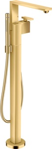 Смеситель для ванны напольный (без скрытой части арт.10452180) в комплекте шланг 1,25м и ручной душ, (цв.полированное золото), Axor Edge ZZ