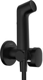 Гигиенический душ со смесителем, БЕЗ скрытой части арт.29235180, (лейка с кнопкой, кронштейн, шланг 125см), (цв.матовый черный), S 1jet, EcoSmart+ ZZ