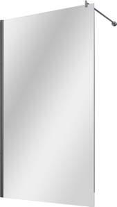Боковая стенка,отдельно 1100хh2000мм, крепл.справа/слева, (профиль мат.серебро, стекло прозр.6мм, поперечина в компл.), 4-х угольн. Huppe Design Pure