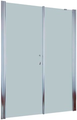 Дверь в нишу EP-F-2, 170*190 см, левая, распашная с неподвижным элементом, профиль матовый хром, стекло прозрачное QuickNano ZZ