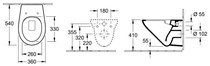 Унитаз подвесной 360х540мм, безободковый, без сиденья, (цв. 01 белый), O.Novo ZZ